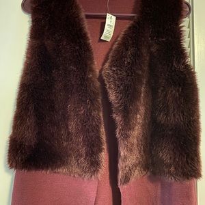 New Faux Fur long vest small
